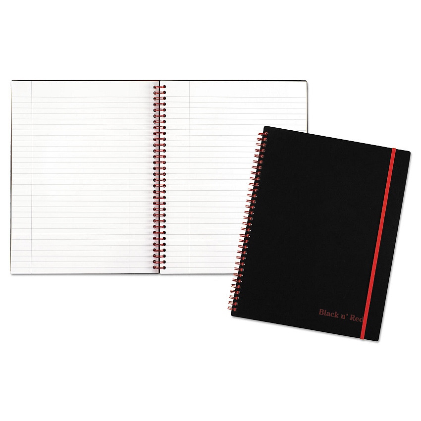 Black n' Red Flexible Cover Twinwire Notebook, SCRIBZEE Compatible, 1 Subject, Wide/Legal Rule, Black Cover, 11 x 8.5, 70 Sheets (K66652)