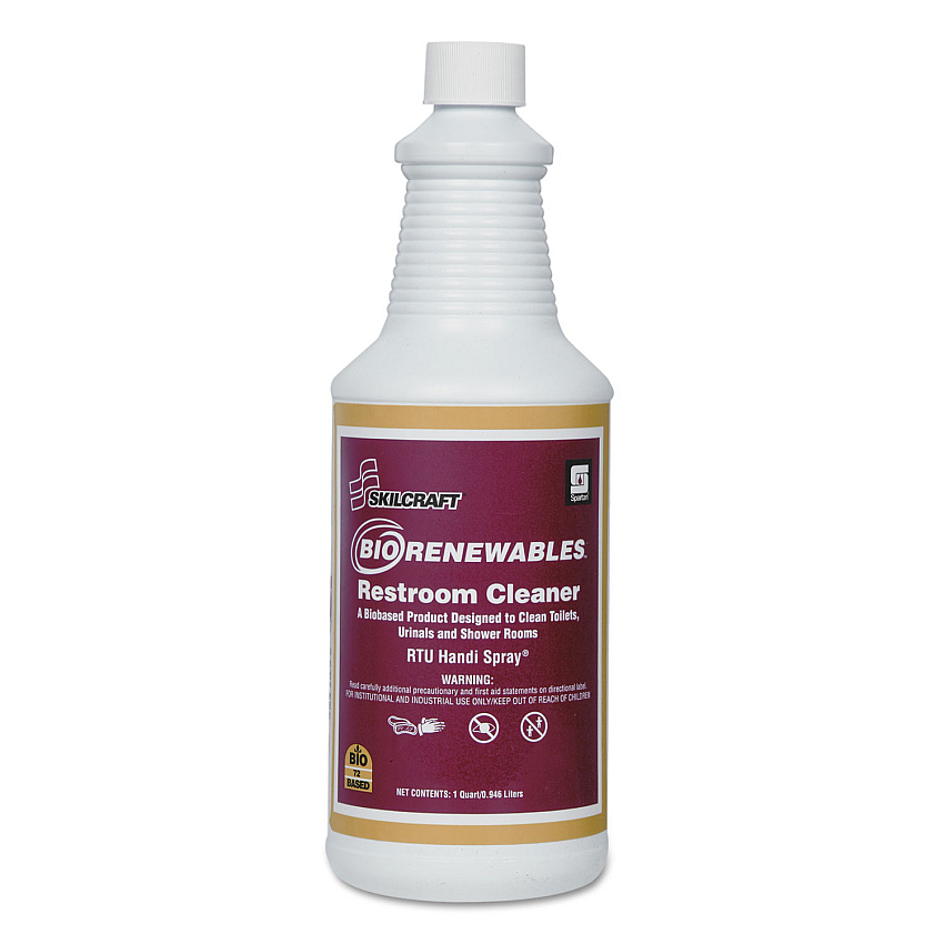 AbilityOne 7930015552900, SKILCRAFT, Spartan BioRenewables Restroom Cleaner, 32 oz Spray Bottle, 12/Box