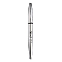 Sharpie Stainless Steel Porous Point Pen, Stick, Fine 0.5 mm, Black Ink, Brushed Silver Barrel (1800702)