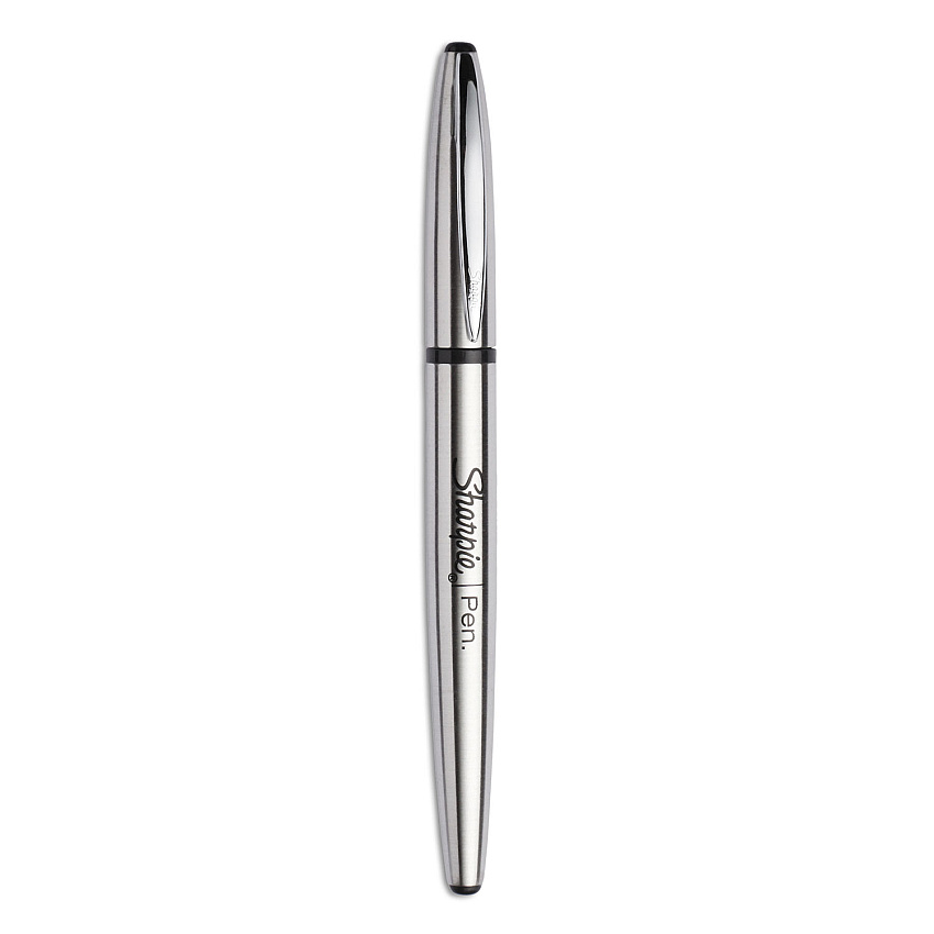 Sharpie Stainless Steel Porous Point Pen, Stick, Fine 0.5 mm, Black Ink, Brushed Silver Barrel (1800702)
