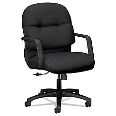 HON Pillow-Soft 2090 Series Managerial Mid-Back Swivel/Tilt Chair, Supports Up to 300 lb, 17" to 21" Seat Height, Black (2092CU10T)