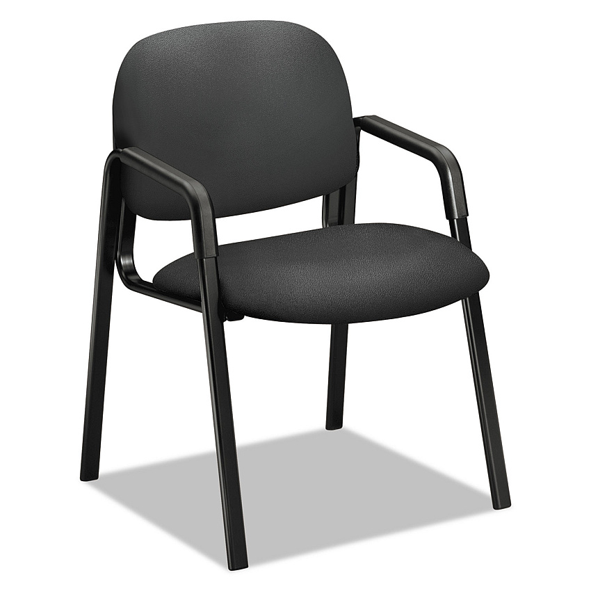 HON Solutions Seating 4000 Series Leg Base Guest Chair, 23.5" x 24.5" x 32", Iron Ore Seat/Back, Black Base (4003CU19T)