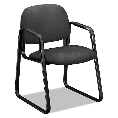HON Solutions Seating 4000 Series Sled Base Guest Chair, 23.5" x 26" x 33", Iron Ore Seat/Back, Black Base (4008CU19T)