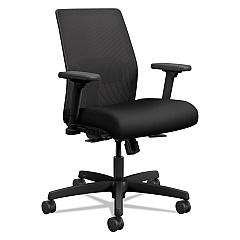 HON Ignition 2.0 4-Way Stretch Low-Back Mesh Task Chair, Supports Up to 300 lb, 16.75" to 21.25" Seat Height, Black (ITLMK1MC10B)