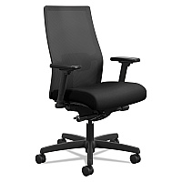 HON Ignition 2.0 4-Way Stretch Mid-Back Mesh Task Chair, Adjustable Lumbar Support, Black Seat/Back, Black Base (I2MM2AMC10BT)