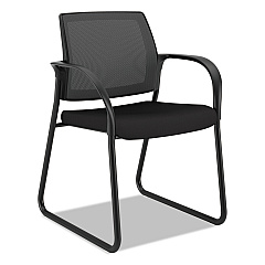 HON Ignition Series Mesh Back Guest Chair with Sled Base, 25" x 22" x 34", Black (IB108IMCU10)