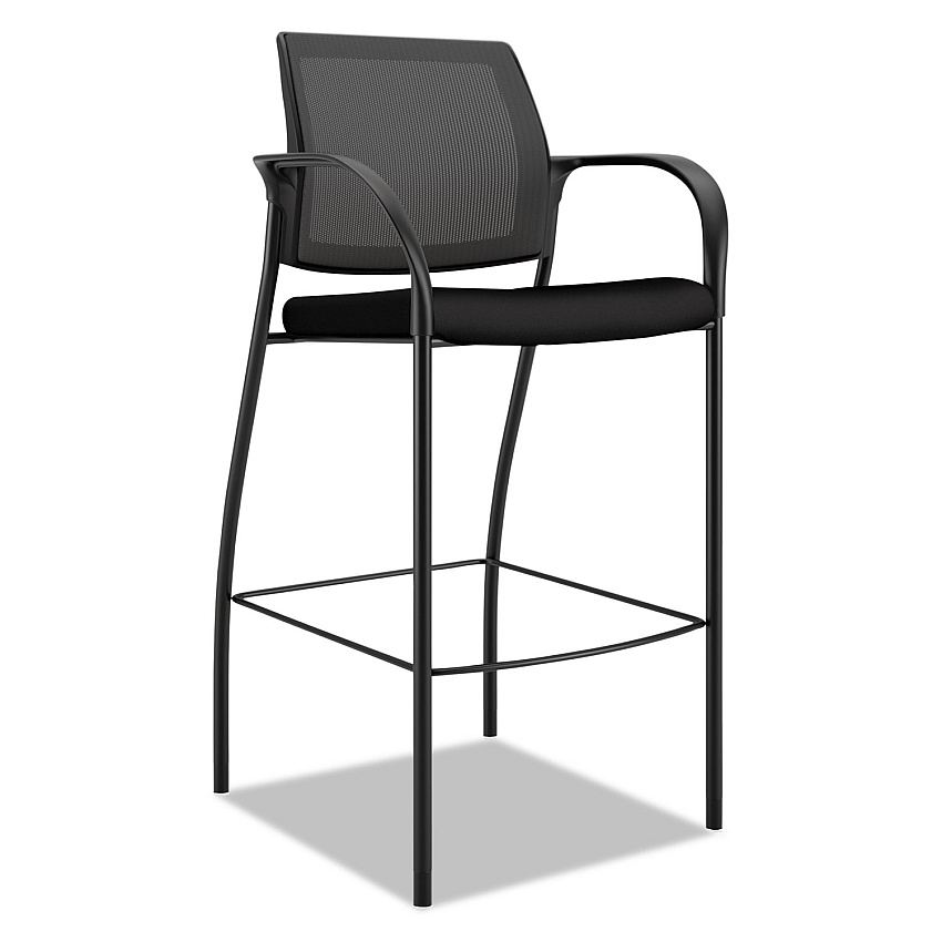 HON Ignition 2.0 Ilira-Stretch Mesh Back Cafe Height Stool, Supports Up to 300 lb, 31" Seat Height, Black (IC108IMCU10)