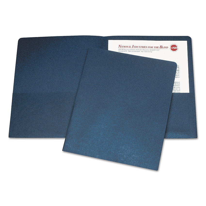 AbilityOne 7510005842489 SKILCRAFT Double Pocket Portfolio, 0.38" Capacity, 11 x 8.5, Dark Blue, 25/Box