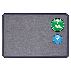 Quartet Contour Fabric Bulletin Board, 36 x 24, Light Blue, Plastic Navy Blue Frame (7693BE)