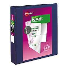 Avery Durable View Binder with DuraHinge and Slant Rings, 3 Rings, 1.5" Capacity, 11 x 8.5, Blue (17024)