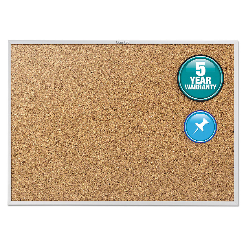 Quartet Classic Series Cork Bulletin Board, 60 x 36, Silver Aluminum Frame (2305)