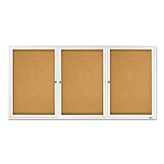 Quartet Enclosed Bulletin Board, Natural Cork/Fiberboard, 72 x 36, Silver Aluminum Frame (2366)