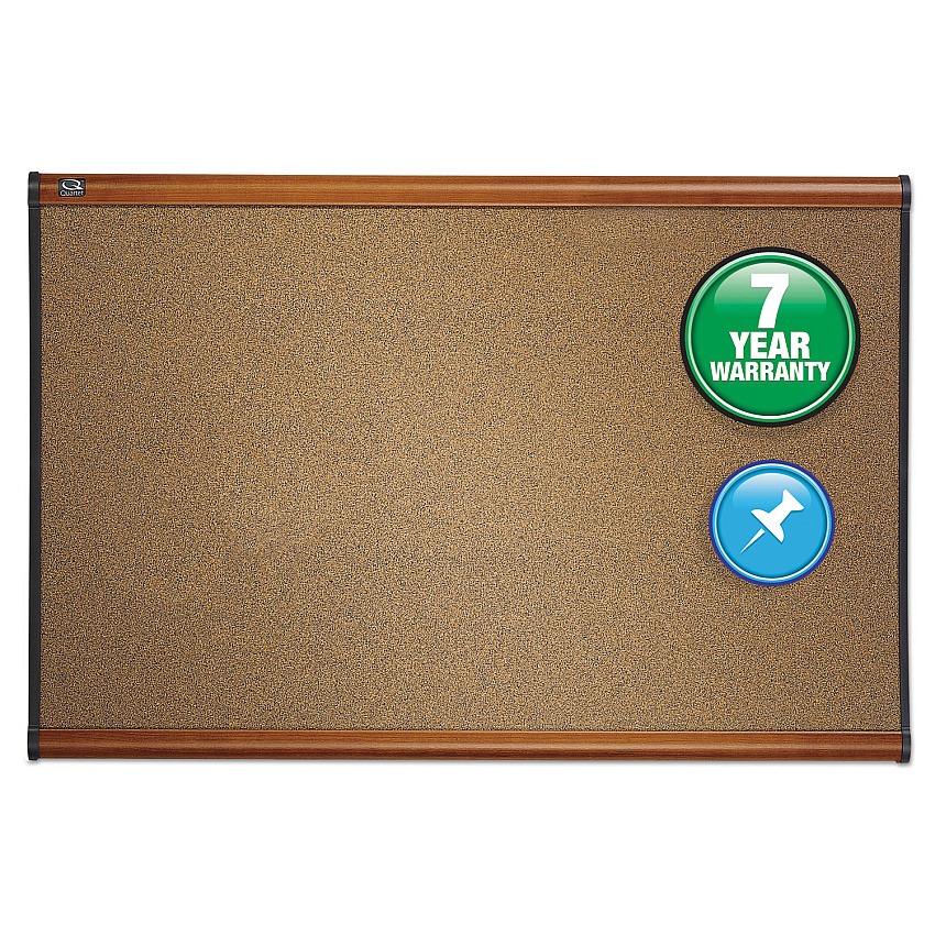 Quartet Prestige Bulletin Board, Brown Graphite-Blend Surface, 48 x 36, Cherry Frame (B244LC)