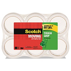 Scotch Tough Grip Moving Packaging Tape, 3" Core, 1.88" x 54.6 yds, Clear, 6/Pack (35006ESF)