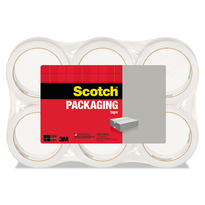 Scotch 3350 General Purpose Packaging Tape with Dispenser, 3" Core, 1.88" x 109 yds, Clear, 6/Pack (3350L6)