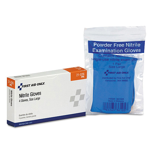 First Aid Only ANSI Compliant First Aid Kit Refill for 16 Unit First Aid Kit, Exam Gloves, 4/Box (21026)