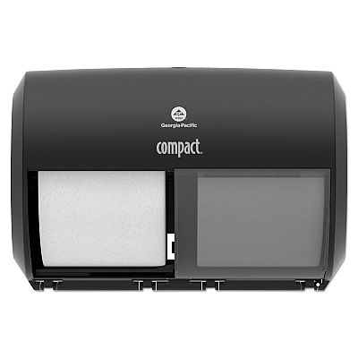 Georgia Pacific Professional Compact Coreless Side-by-Side 2-Roll Tissue Dispenser, 11.5 x 7.625 x 8, Black (56784A)