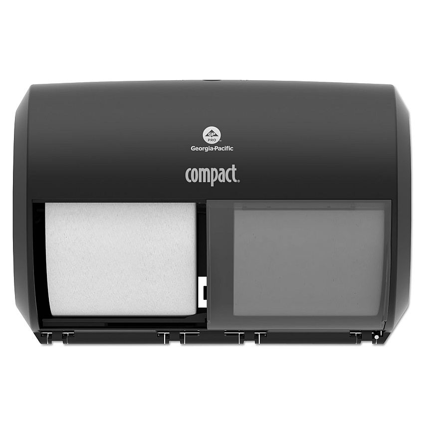 Georgia Pacific Professional Compact Coreless Side-by-Side 2-Roll Tissue Dispenser, 11.5 x 7.625 x 8, Black (56784A)