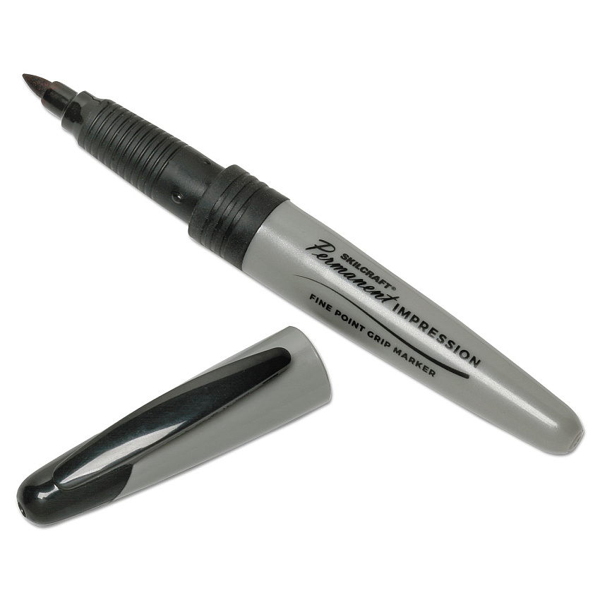AbilityOne 7520015194372 SKILCRAFT Permanent Impression Marker, Fine Bullet Tip, Black, Dozen
