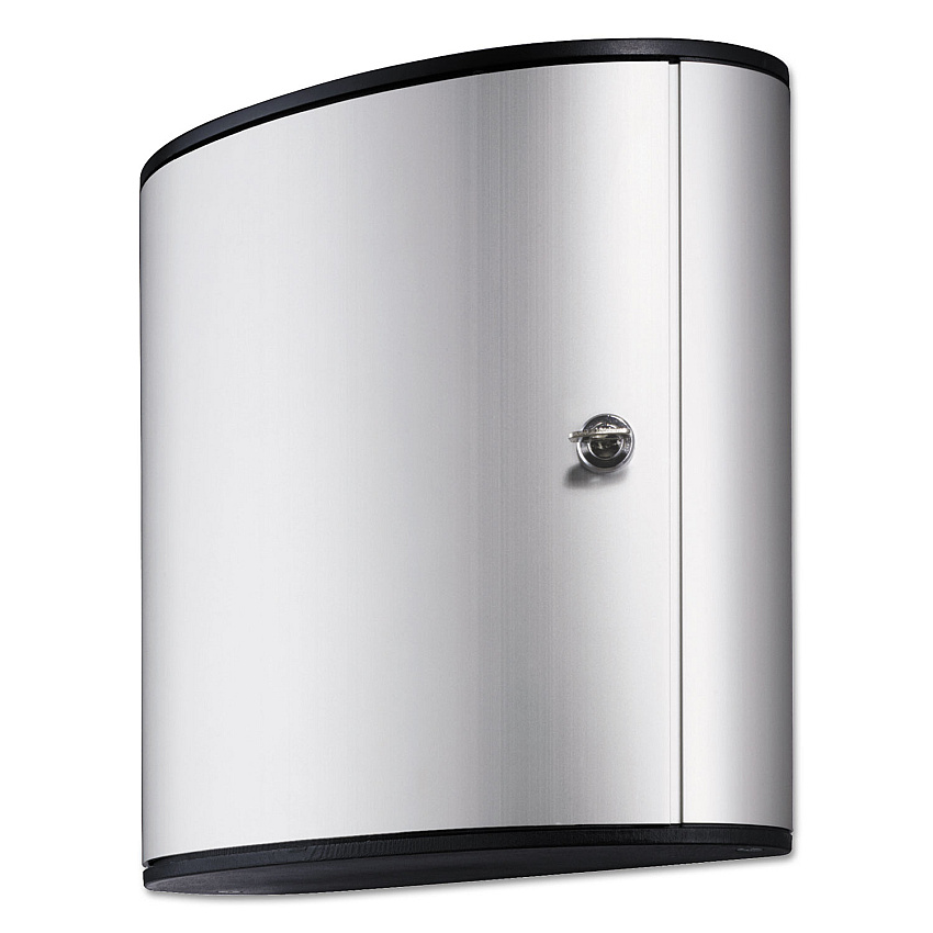 Durable Locking Key Cabinet, 54-Key, Brushed Aluminum, Silver, 11 3/4 x 4 5/8 x 11 (195323)
