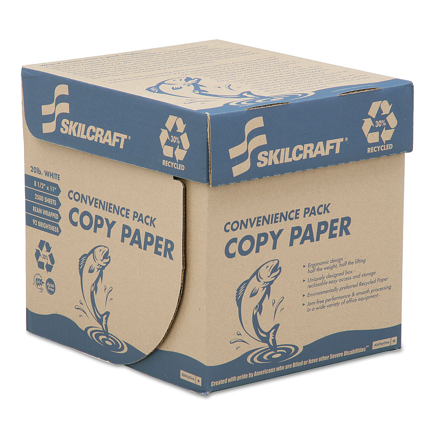 AbilityOne 7530015623259 SKILCRAFT Xerographic Paper, 92 Bright, 20 lb Bond Weight, 8.5 x 11, White, 500 Sheets/Ream, 5 Reams/Carton