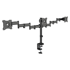 Kantek Articulating Triple Monitor Arms, For 13" to 27" Monitors, 360 deg Rotation, 45 deg Tilt, 180 deg Pan, Black, Supports 18 lb (MA230)