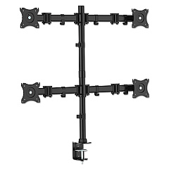 Kantek Articulating Quad Monitor Arms, For 13" to 27" Monitors, 360 deg Rotation, 45 deg Tilt, 180 deg Pan, Black, Supports 18 lb (MA240)