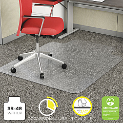 deflecto EconoMat Occasional Use Chair Mat, Low Pile Carpet, Roll, 36 x 48, Lipped, Clear (CM11112COM)