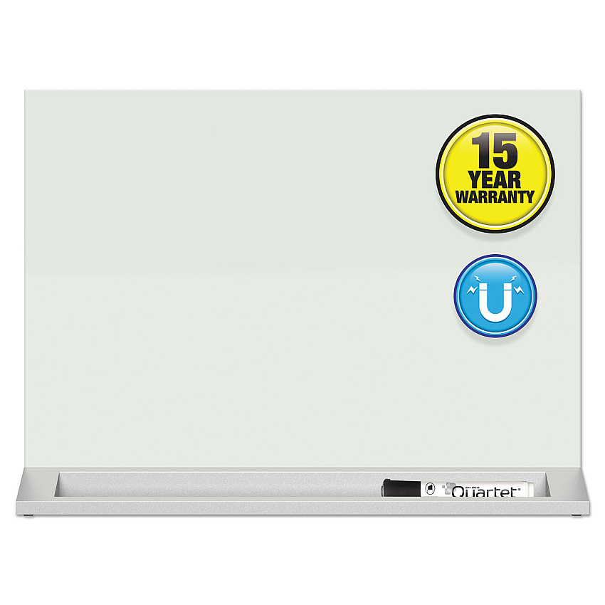 Quartet Desktop Magnetic Glass Dry-Erase Panel, 23" x 17", White (GDP1723W)