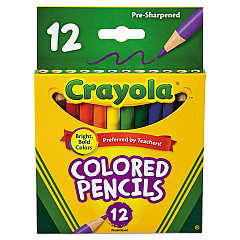 Crayola Short-Length Colored Pencil Set, 3.3 mm, 2B (#1), Assorted Lead/Barrel Colors, Dozen (684112)