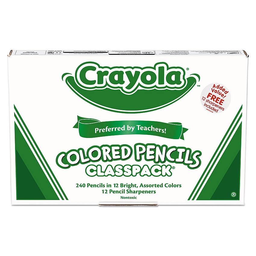 Crayola Color Pencil Classpack Set, 3.3 mm, 2B (#1), Assorted Lead/Barrel Colors, 252/Box (688024)