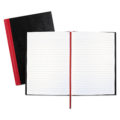 Black n' Red Hardcover Casebound Notebook, SCRIBZEE Compatible, 1 Subject, Wide/Legal Rule, Black Cover, 8.25 x 5.63, 96 Sheets (E66857)