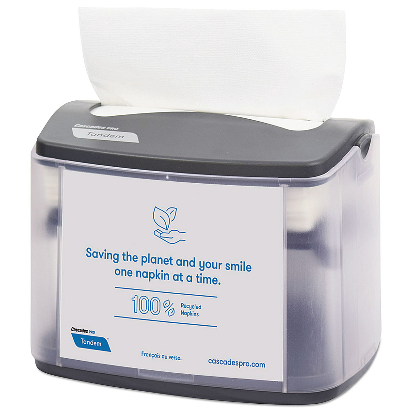 Cascades Tandem Tabletop Napkin Dispenser, 6.1 x 8.16 x 6.3, Gray, 4/Carton (C402)
