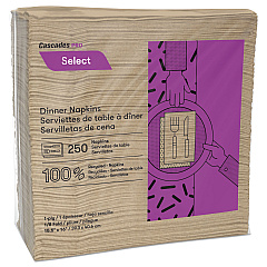 Cascades PRO Select Dinner Napkins, 1-Ply, 16 x 15.5, Natural, 250/Pack, 12 Packs/Carton (N055)