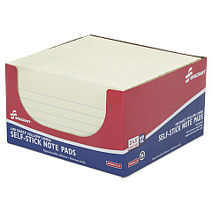 AbilityOne 7530013464849 SKILCRAFT Self-Stick Note Pad, Note Ruled, 3" x 5", Yellow, 100 Sheets/Pad, 12 Pads/Pack
