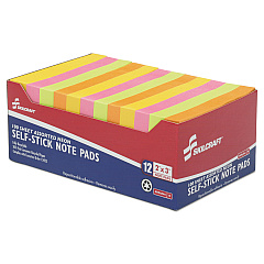 AbilityOne 7530013930103 SKILCRAFT Self-Stick Note Pads, 2" x 3", Assorted Neon Colors, 100 Sheets/Pad, 12 Pads/Pack