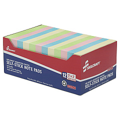 AbilityOne 7530013982660 SKILCRAFT Self-Stick Note Pad Set, 2" x 3", Assorted Colors, 100 Sheets/Pad, 12 Pads/Pack