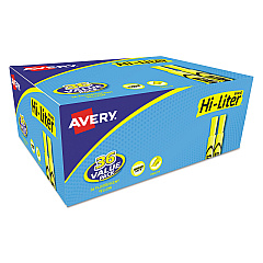 Avery HI-LITER Desk-Style Highlighter Value Pack, Fluorescent Yellow Ink, Chisel Tip, Yellow/Black Barrel, 36/Box (98208)