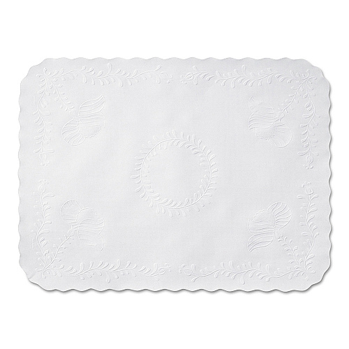 Hoffmaster Anniversary Embossed Scalloped Edge Tray Mat, 14 x 19, White, 1,000/Carton (TC8704472)