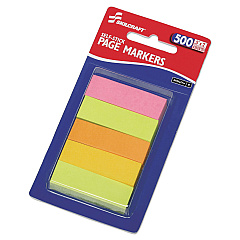 AbilityOne 7510014214751 SKILCRAFT Self-Stick Tabs/Page Markers, 2", Neon, Assorted, 500/Pack