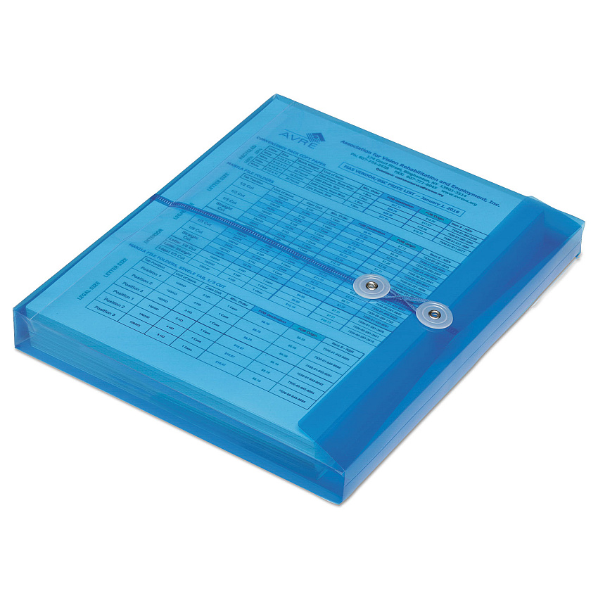 AbilityOne 7530016618833 SKILCRAFT Poly String/Button Side-Loading 1.25" Expansion Envelope, 1 Section, Letter Size, Blue, 5/Pack