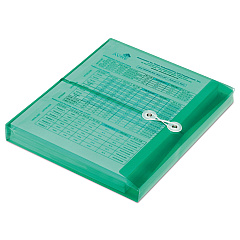 AbilityOne 7530016618835 SKILCRAFT Poly String/Button Side-Loading 1.25" Expansion Envelope, 1 Section, Letter Size, Green, 5/Pack