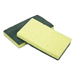AbilityOne 7920016634340, SKILCRAFT, Cellulose Scrubber Sponge, 2.75 x 4.5, 0.7 Thick", Yellow/Green, 3/Pack