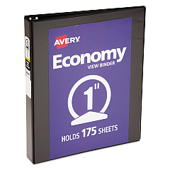 Avery Economy View Binder with Round Rings , 3 Rings, 1" Capacity, 11 x 8.5, Black, (5710) (05710)