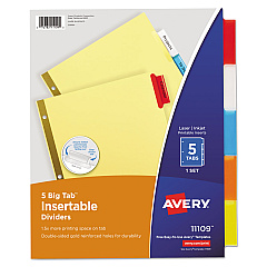 Avery Insertable Big Tab Dividers, 5-Tab, Letter (11109)