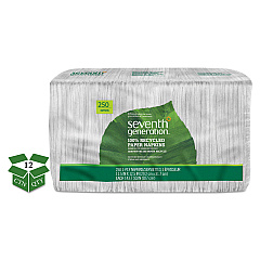 Seventh Generation 100% Recycled Napkins, 1-Ply, 11 1/2 x 12 1/2, White, 250/Pack, 12 Packs/Carton (13713CT)