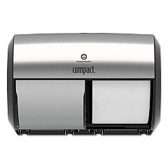 Georgia Pacific Professional Compact Coreless Side-by-Side 2-Roll Dispenser, 11 x 7.4 x 7.4, Stainless Steel (56796A)