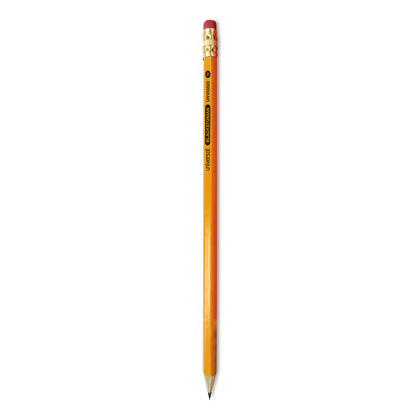 Universal Deluxe Blackstonian Pencil, HB (#2), Black Lead, Yellow Barrel, Dozen (UNV55520)