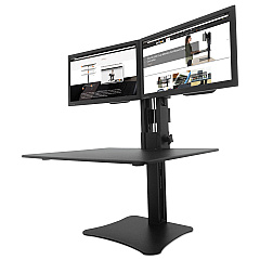 Victor High Rise Dual Monitor Standing Desk Workstation, 28" x 23" x 10.5" to 15.5", Black (DC350A)