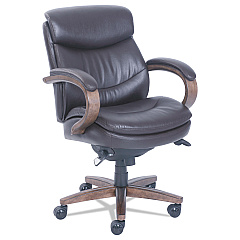 La-Z-Boy Woodbury Mid-Back Executive Chair, Supports Up to 300 lb, 18.75" to 21.75" Seat Height, Brown Seat/Back, Weathered Sand Base (48963B)